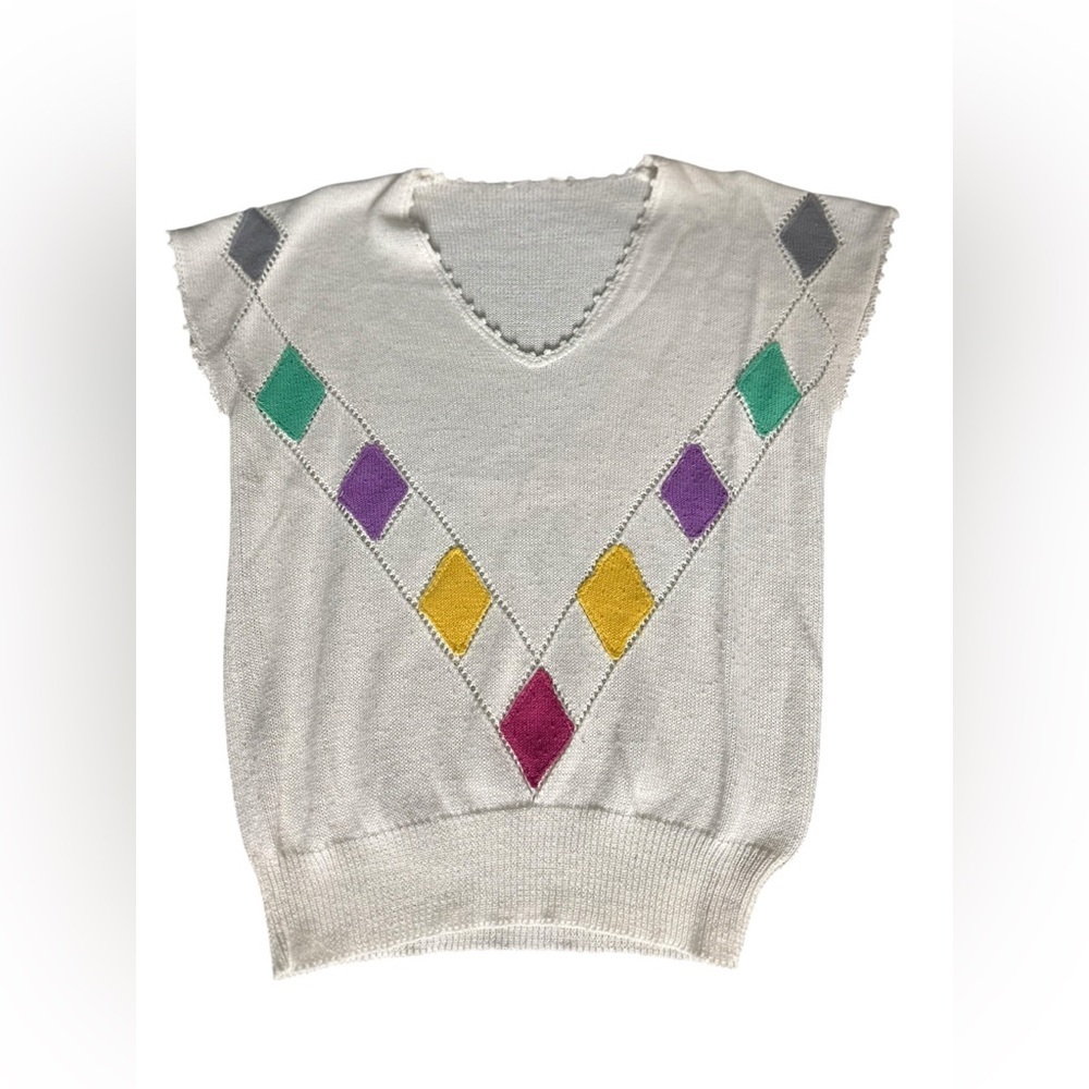 90s Cottagecore diamond, sweater vest, small